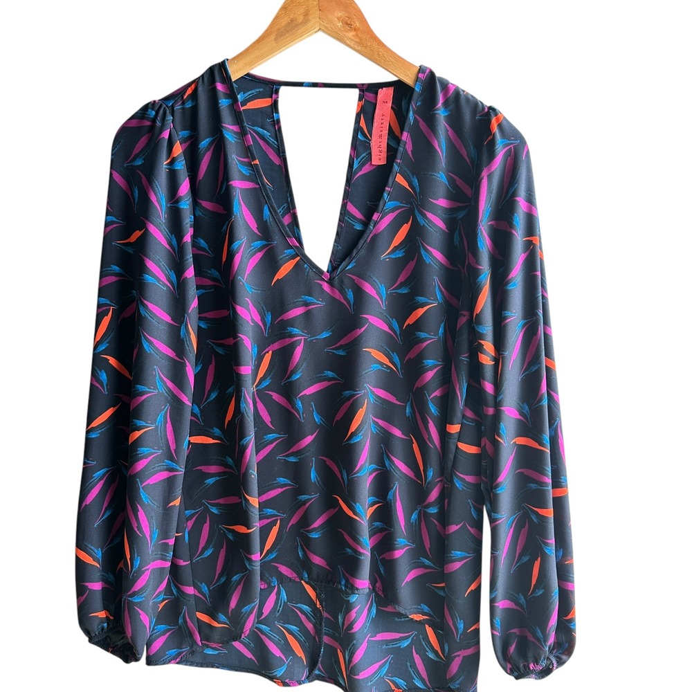 Eight Sixty‎ Long Sleeve Blouse Multicolor V-Neck XS Lightweight Casual
